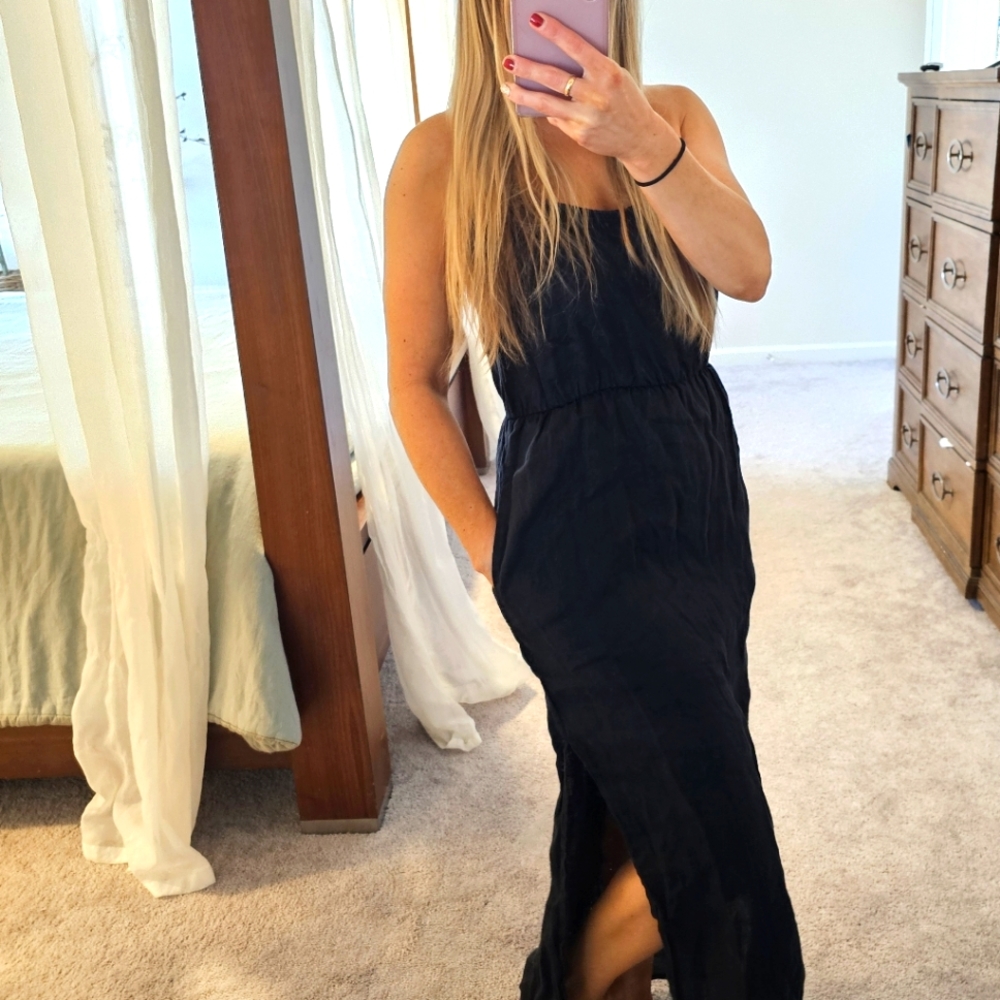 J.Crew Black Linen summer dress sz XXS